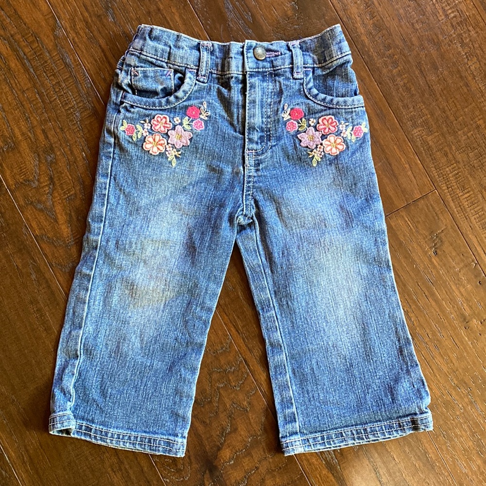 Vintage Faded Glory embroidered flower jeans toddlers size 18 months